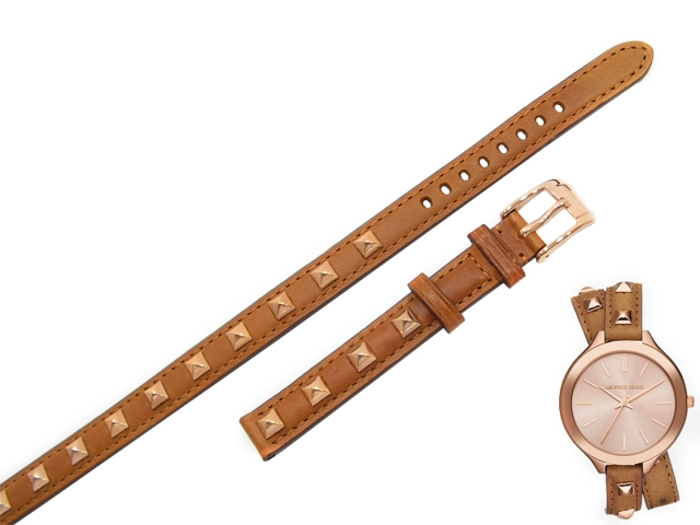 Oryginalny brązowy pasek Michael Kors MK2299 ćwieki różowe złoto